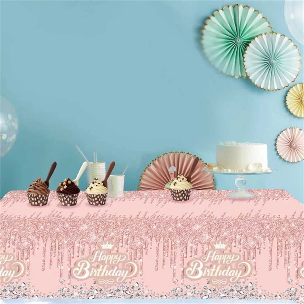 Plastic Tablecloth Disposable PVC Table Cover Happy Birthday Party Decorations