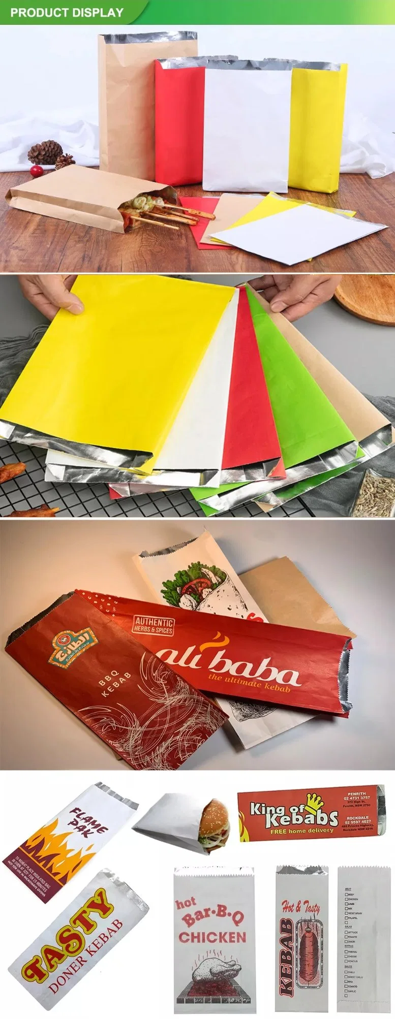 Doner Kebabs Packaging Ice Cream Paper Packag for Fry Chicken Bag