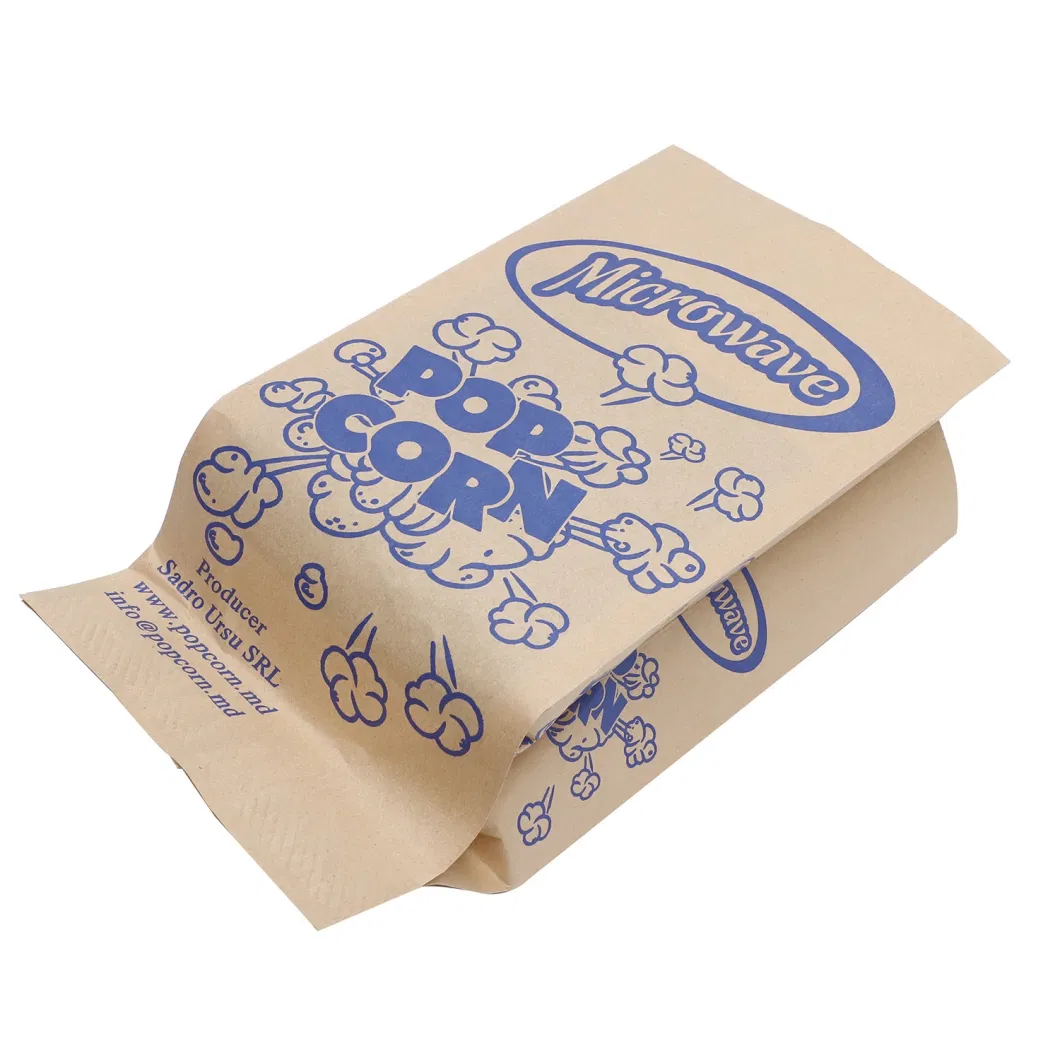 High-End Oil-Resistant Kraft White Paper Paper Bag Microwavey Popcorn Pouch Packing