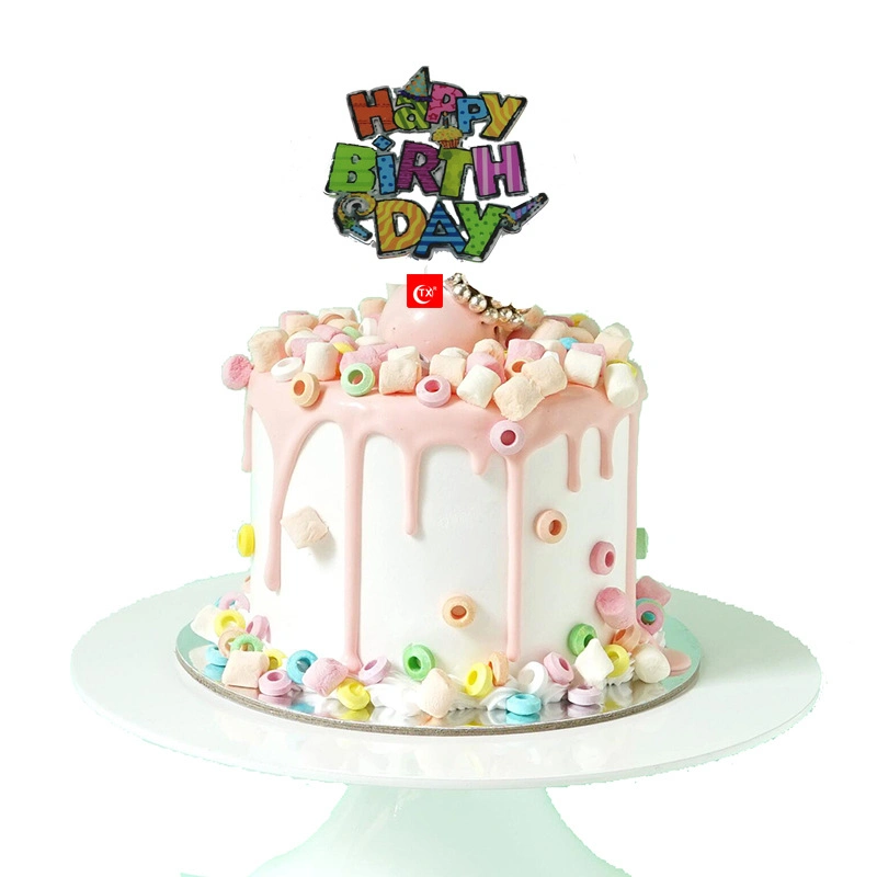 Bithday Cake Colorful Topper with Decoration